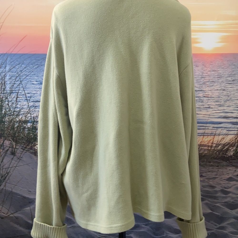 Eddie Bauer light sage green cardigan with collar, XXL - Picture 4 of 7